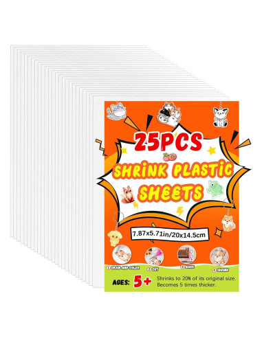 25 Hojas de Plástico Shrinky Dink OFNMY 20x14.5cm para Manualidades