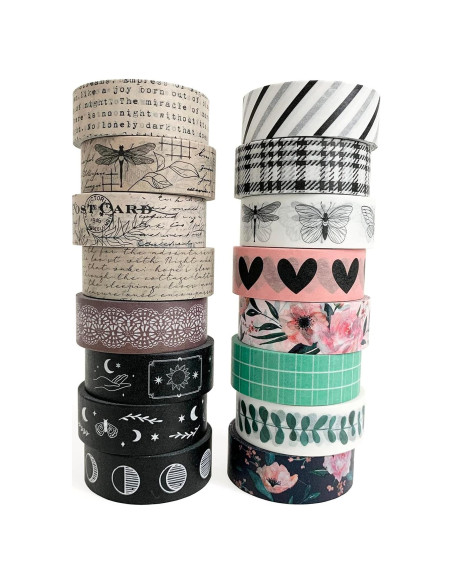 Juego de Washi Tape Vintage 16 Rollos 15 mm para Manualidades Juego de Washi Tape Vintage 16 Rollos 15 mm para Manualidades