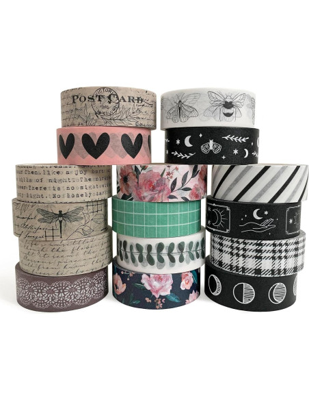 Juego de Washi Tape Vintage 16 Rollos 15 mm para Manualidades Juego de Washi Tape Vintage 16 Rollos 15 mm para Manualidades