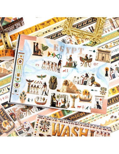 Conjunto de 16 Rollos de Cinta Washi Mooker Vintage Egipcio