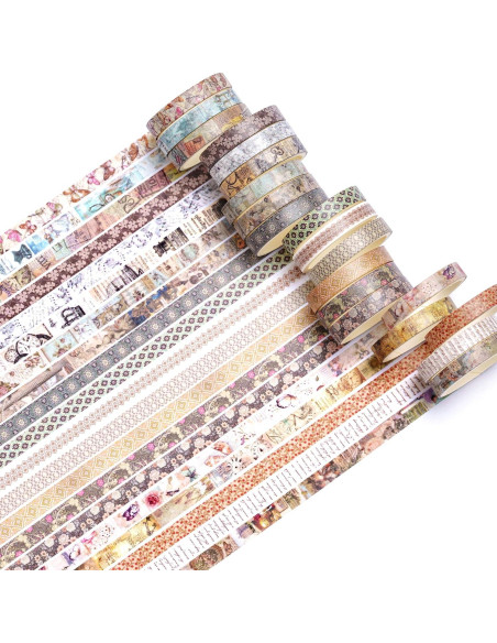 Set de 20 Rollos de Cinta Washi Vintage Songdao 2m 7mm Set de 20 Rollos de Cinta Washi Vintage Songdao 2m 7mm
