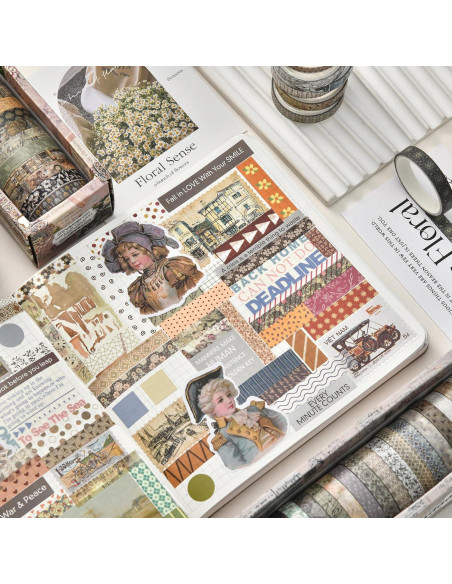 Set de 20 Rollos de Cinta Washi Vintage Songdao 2m 7mm Set de 20 Rollos de Cinta Washi Vintage Songdao 2m 7mm