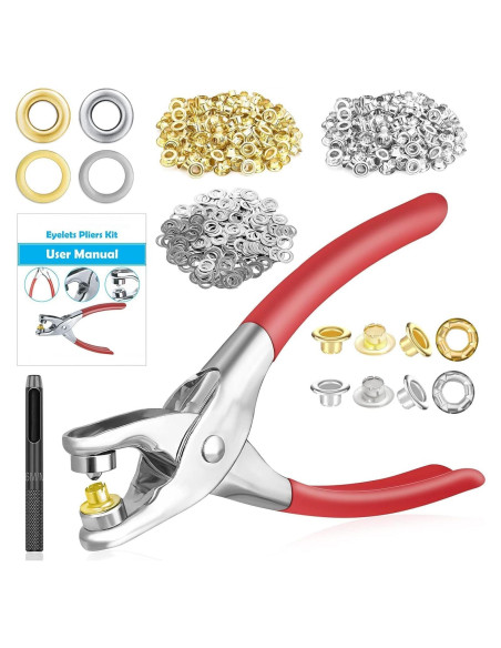 Kit de Alicates para Ojetes PAXCOO 803 Piezas 6mm Manual Kit de Alicates para Ojetes PAXCOO 803 Piezas 6mm Manual