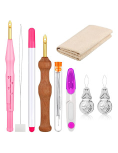 Kit de Agujas de Punch 17 Piezas WILLBOND con Mango de Madera