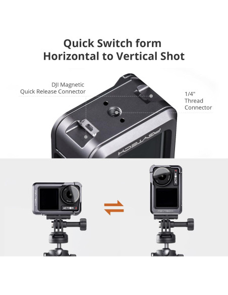 Jaula de cámara PGYTECH para DJI OSMO Action 4/3, aluminio Jaula de cámara PGYTECH para DJI OSMO Action 4/3, aluminio