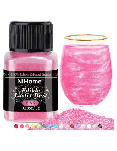 Polvo Brillante Comestible Attom Tech 5g Rosa Vegano