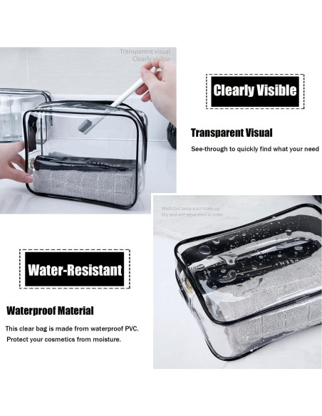 Bolsa de Aseo Transparente MODENGKONGJIAN 3 Pcs TSA 19.6x15x6.4cm Bolsa de Aseo Transparente MODENGKONGJIAN 3 Pcs TSA 19.6x15x6.4cm