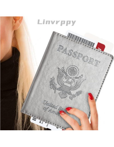 Combo Porta Pasaporte y Tarjeta de Vacuna Linvrppy Gris