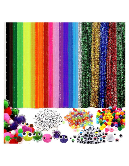 Kit de Manualidades TOAOB 1360pcs - Limpiapipas, Pompones y Ojos Kit de Manualidades TOAOB 1360pcs - Limpiapipas, Pompones y Ojos
