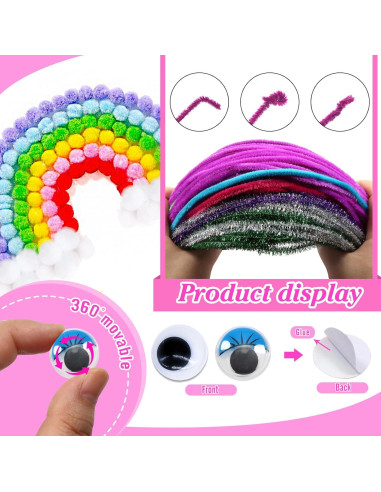 Kit de Manualidades TOAOB 1360pcs - Limpiapipas, Pompones y Ojos