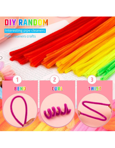 200 Limpiapipas Chenille Multicolores Giwrmu para Manualidades