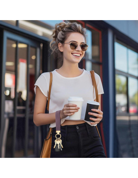 Fishent Llavero de Pulsera Tejido Violeta Humo con 3 Anillos Fishent Llavero de Pulsera Tejido Violeta Humo con 3 Anillos