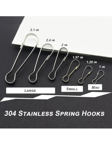60 Ganchos de Resorte Acero Inoxidable Bytiyar 32mm Clips