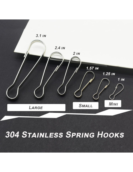 60 Ganchos de Resorte Acero Inoxidable Bytiyar 32mm Clips 60 Ganchos de Resorte Acero Inoxidable Bytiyar 32mm Clips