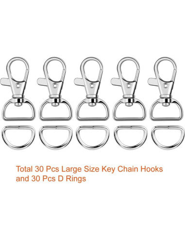 Paxcoo 60 Piezas Ganchos Giratorios y Anillos en D 25mm