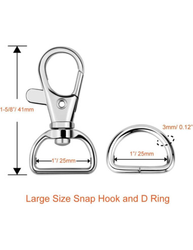 Paxcoo 60 Piezas Ganchos Giratorios y Anillos en D 25mm
