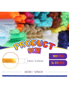 1800 Limpiapipas Chenille 6mm x 30cm Yunsailing 36 Colores 2