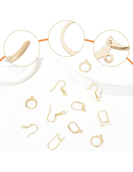 Beebeecraft Kit 50 Ganchos de Pendientes Oro 18K 5 Estilos Beebeecraft Kit 50 Ganchos de Pendientes Oro 18K 5 Estilos