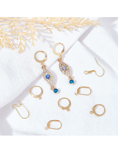 Beebeecraft Kit 50 Ganchos de Pendientes Oro 18K 5 Estilos