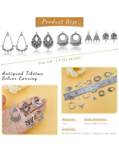Kit de Joyería JIALEEY Aretes Candelabro Plata 60 Piezas 2