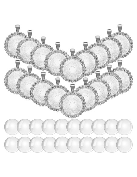 Juego de 40 Piezas de Bandejas de Colgante Hicarer con Cabochones Juego de 40 Piezas de Bandejas de Colgante Hicarer con Cabochones