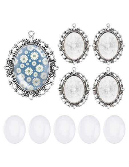 Conjunto de Bandejas Colgantes Bezel PH PandaHall 5 Pcs 40x30mm Conjunto de Bandejas Colgantes Bezel PH PandaHall 5 Pcs 40x30mm