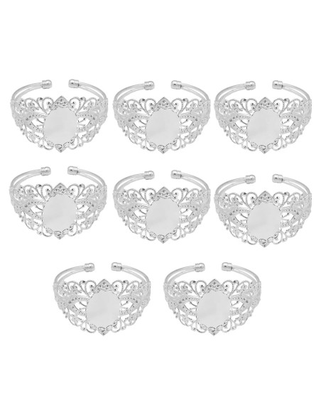 Bandeja de Filigrana Ovalada MIAO JIN 8 Pcs 18x25mm Plata Bandeja de Filigrana Ovalada MIAO JIN 8 Pcs 18x25mm Plata