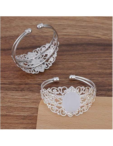 Bandeja de Filigrana Ovalada MIAO JIN 8 Pcs 18x25mm Plata