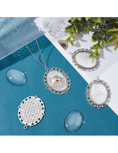 Conjunto de Bandejas Colgantes Bezel PH PandaHall 5 Pcs 40x30mm
