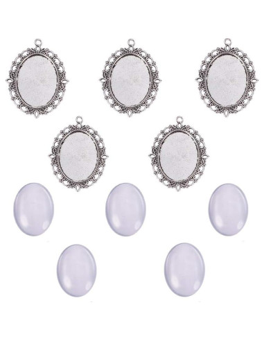 Conjunto de Bandejas Colgantes Bezel PH PandaHall 5 Pcs 40x30mm