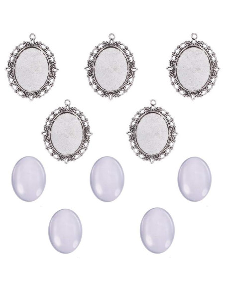 Conjunto de Bandejas Colgantes Bezel PH PandaHall 5 Pcs 40x30mm Conjunto de Bandejas Colgantes Bezel PH PandaHall 5 Pcs 40x30mm