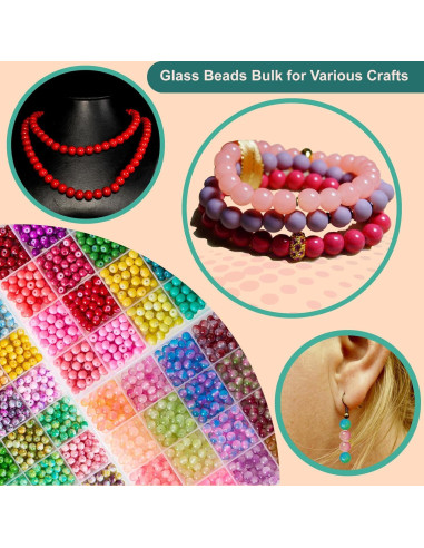 Kit de cuentas de vidrio ASIMASIKE - 3000 piezas 6mm multicolor