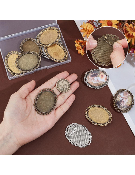 Broches Cabochon Vintage PH PandaHall 12pcs 51x40mm 3 Colores Broches Cabochon Vintage PH PandaHall 12pcs 51x40mm 3 Colores