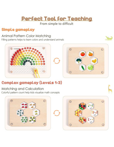 Juego de Cuentas de Madera ibwaae para Niños 3+ Años