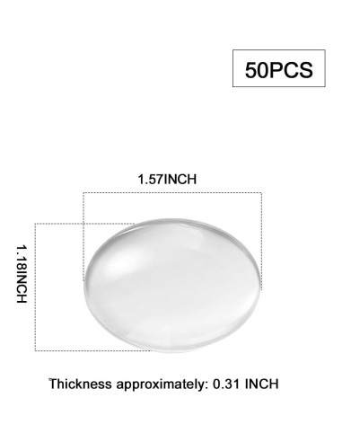 Cabochones de Vidrio Ovalados Koliva 30x40mm 50PCS Transparentes