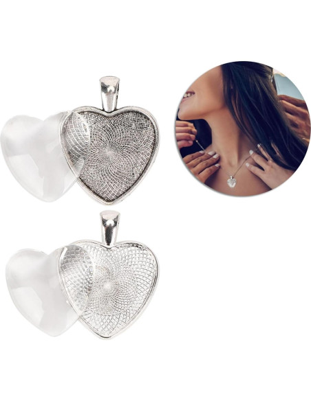 Bandejas de Colgante Corazón Plateado Pissente - 60pcs Bandejas de Colgante Corazón Plateado Pissente - 60pcs