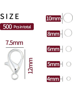 Kit de Anillas Abiertas KOPOX 500PCS Plata y Oro 5 Tamaños 2