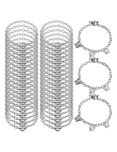 Cadenas de Pulsera Hicarer 45 Piezas Acero Inoxidable Plata