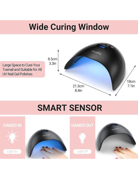 Lámpara de Uñas LED UV 48W MelodySusie - Negra, 4 Temporizadores Lámpara de Uñas LED UV 48W MelodySusie - Negra, 4 Temporizadores