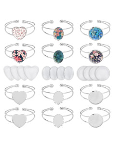 Set de Pulseras DIY Bisel Blanco 24PCS con Cabujón Vidrio