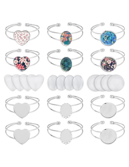 Set de Pulseras DIY Bisel Blanco 24PCS con Cabujón Vidrio Set de Pulseras DIY Bisel Blanco 24PCS con Cabujón Vidrio