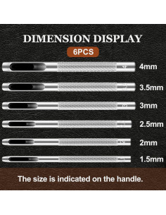 Juego de Punch de Agujeros de Cuero GAQWOK 6 Piezas 1.5mm-4mm 2