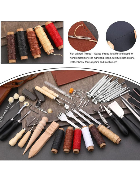 Kit de Herramientas de Trabajo en Cuero TLKKUE 72 Piezas Kit de Herramientas de Trabajo en Cuero TLKKUE 72 Piezas