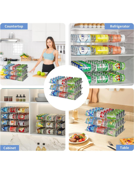 Organizador de Latas 3 Niveles Jsyrjing Transparente 36 Latas Organizador de Latas 3 Niveles Jsyrjing Transparente 36 Latas