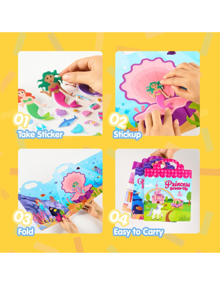 JOYIN Libros de Pegatinas Reutilizables 3D - 3 Pcs Sirena, Princesa, Moda JOYIN Libros de Pegatinas Reutilizables 3D - 3 Pcs Sirena, Princesa, Moda