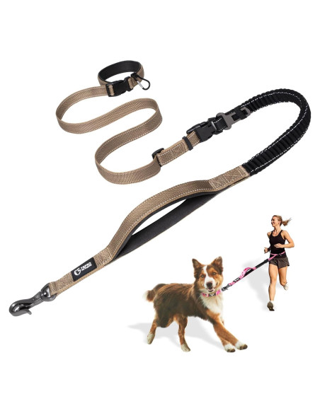 Correa de Perro Manos Libres TSPRO Bungee 144-212cm Caqui Correa de Perro Manos Libres TSPRO Bungee 144-212cm Caqui