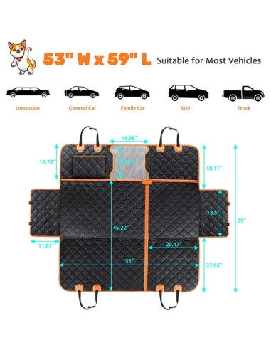 Funda de Asiento para Perros Qbellpet 5 en 1 Impermeable 135x150cm
