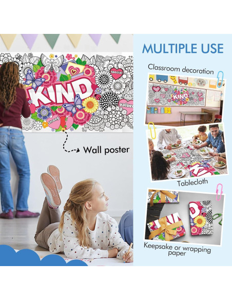 Mantel Grande para Colorear JellyPanda 180x60 cm Afirmaciones Positivas Mantel Grande para Colorear JellyPanda 180x60 cm Afirmaciones Positivas