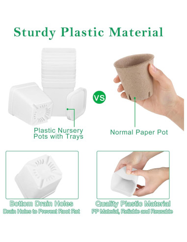 Kit de Manualidades de Jardín Elcoho 36 Macetas Plástico DIY
