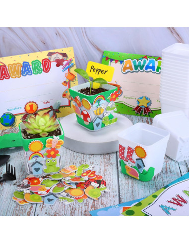 Kit de Manualidades de Jardín Elcoho 36 Macetas Plástico DIY